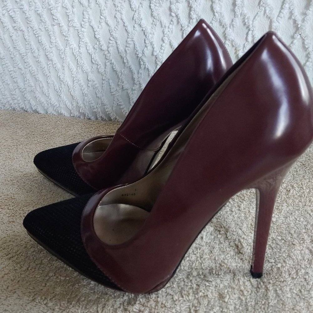 Sexy Burgundy Stilettos w BLK Mesh Toebox - Picture 7 of 11